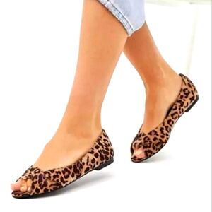 ASOS Leopard Print Peeptoe Ballet Flats Size 7